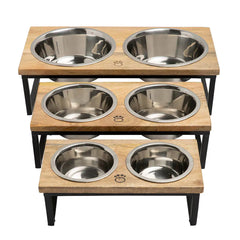 Wood & Metal Elevated dog Feeder